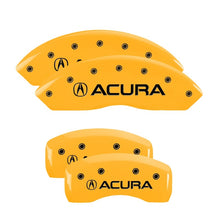 Load image into Gallery viewer, MGP 4 Caliper Covers Engraved Front & Rear Acura Yellow finish black ch Caliper Covers MGP