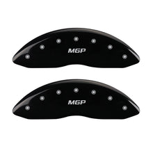 Load image into Gallery viewer, MGP Front set 2 Caliper Covers Engraved Front MGP Black finish silver ch Caliper Covers MGP