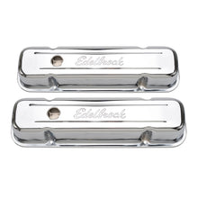 Load image into Gallery viewer, Edelbrock Valve Cover Signature Series Pontiac 1962-1979 301-455 CI V8 Tall Chrome Valve Covers Edelbrock
