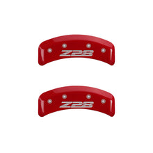 Load image into Gallery viewer, MGP 4 Caliper Covers Engraved Front Gen 4/Camaro Engraved Rear Gen 4/Z28 Red finish silver ch Caliper Covers MGP