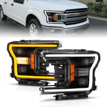 Load image into Gallery viewer, ANZO 18-20 Ford F-150 (w/o Fctry LED) Full LED Proj Headlights w/Light Bar Swtchbk Seq. Black w/Init Headlights ANZO
