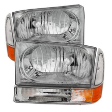 Load image into Gallery viewer, Xtune Ford F250/350/450 Superduty 99-04 Crystal Headlights w/ Bumper Lights HD-JH-FF25099-AM-C Headlights SPYDER