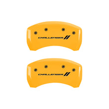 Load image into Gallery viewer, MGP 4 Caliper Covers Engraved F & R Stripes/Challenger Yellow Finish Black Char 2006 Dodge Charger Caliper Covers MGP