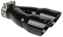 Load image into Gallery viewer, aFe Takeda 2.5in 304 Stainless Steel Clamp-on Exhaust Tip 2.5in Inlet 3in Dual Outlet - Black Tips aFe