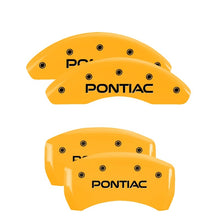 Load image into Gallery viewer, MGP 4 Caliper Covers Engraved Front & Rear Pontiac Yellow Finish Black Char 2010 Pontiac G6 Caliper Covers MGP