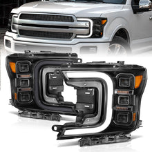 Load image into Gallery viewer, Anzo 18-20 Ford F-150 Full Led Projector Smoke Bar Style Headlights Black Amber Headlights ANZO