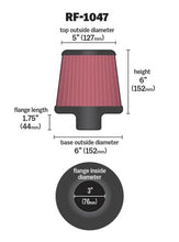 Load image into Gallery viewer, K&N Round Tapered Universal Air Filter 3 inch Flange 6 inch Base 5 inch Top 6 inch Height Air Filters - Universal Fit K&N Engineering