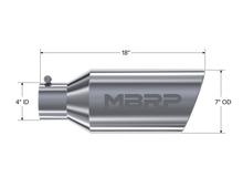 Load image into Gallery viewer, MBRP Universal Tip 7inch O.D. Rolled End 4inch inlet 18inch length - T304 (SINGLE TIP) Steel Tubing MBRP