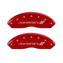 Load image into Gallery viewer, MGP 4 Caliper Covers Engraved Front & Rear With stripes/Journey Red finish silver ch Caliper Covers MGP