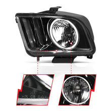 Load image into Gallery viewer, ANZO 2005-2009 Ford Mustang Crystal Headlights w/ Halo Black (CCFL) Headlights ANZO