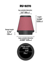 Load image into Gallery viewer, K&N Universal Tapered Filter 3-1/8in Flange IDx4-15/16in Base OD x 3-1/2in Top OD x 3-15/16in Height Air Filters - Universal Fit K&N Engineering