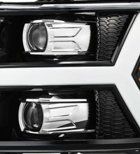 Load image into Gallery viewer, AlphaRex 07-13 Chevy 1500HD PRO-Series Proj Headlight Plank Style Gloss Blk w/Activ Light/Seq Signal Headlights AlphaRex