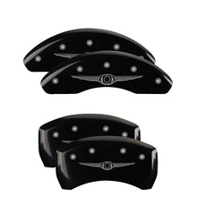 Load image into Gallery viewer, MGP 4 Caliper Covers Engraved Front & Rear Style 1/Chrysler Wing Black finish silver ch Caliper Covers MGP
