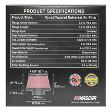 Load image into Gallery viewer, K&N Universal Round Clamp-On Air Filter 3in Flange ID x 6in Base OD x 4.625in Top OD x 3in Height Air Filters - Universal Fit K&N Engineering
