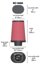Load image into Gallery viewer, K&N Universal Clamp-On Air Filter 2-7/16in Flange 4-1/2x3-3/4in Base 3x2in Top 6in Height Air Filters - Universal Fit K&N Engineering