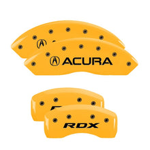 Load image into Gallery viewer, MGP 4 Caliper Covers Engraved Front Acura Rear RDX Yellow Finish Black Char 2016 Acura RDX Caliper Covers MGP