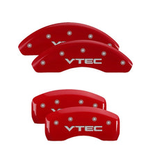 Load image into Gallery viewer, MGP 4 Caliper Covers Engraved Front & Rear Vtech Red finish silver ch Caliper Covers MGP