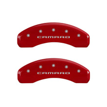 Load image into Gallery viewer, MGP 4 Caliper Covers Engraved Front & Rear Gen 5/Camaro Red finish silver ch Caliper Covers MGP