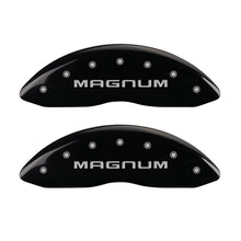Load image into Gallery viewer, MGP 4 Caliper Covers Engraved Front & Rear Magnum Black finish silver ch Caliper Covers MGP