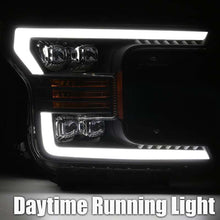 Load image into Gallery viewer, AlphaRex 18-19 Ford F-150 NOVA LED Proj Headlights Plank Style Matte Black w/Activ Light/Seq Signal Headlights AlphaRex