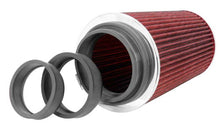 Load image into Gallery viewer, K&N Universal Air Filter Chrome Round Tapered Red - 4in Flange ID x 1.125in Flange Length x 9.5in H Air Filters - Universal Fit K&N Engineering