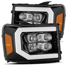 Load image into Gallery viewer, AlphaRex 07-13 GMC 1500HD NOVA LED Proj Headlights Plank - Jet Black w/Activ Light/Seq Signal/DRL Headlights AlphaRex