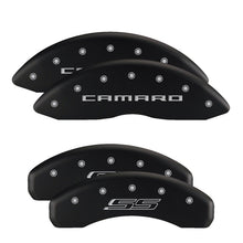 Load image into Gallery viewer, MGP 4 Caliper Covers Engraved Front & Rear Cruze Black finish silver ch Caliper Covers MGP