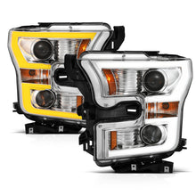 Load image into Gallery viewer, ANZO 2015-2017 Ford F-150 Projector Headlights w/ Plank Style Switchback Chrome w/ Amber Headlights ANZO