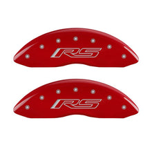 Load image into Gallery viewer, MGP 4 Caliper Covers Engraved Front & Rear Gen 5/RS Red finish silver ch Caliper Covers MGP