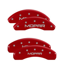 Load image into Gallery viewer, MGP 4 Caliper Covers Engraved Front & Rear MOPAR Red finish silver ch Caliper Covers MGP