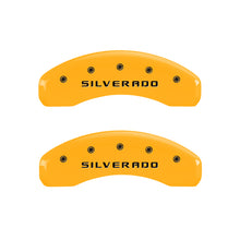Load image into Gallery viewer, MGP 4 Caliper Covers Engraved Front & Rear Avalanche style/SS Black finish silver ch Caliper Covers MGP