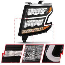 Load image into Gallery viewer, ANZO 15-20 Chevy Tahoe/Suburban LED Light Bar Style Headlights Black w/Sequential w/DRL w/Amber Headlights ANZO