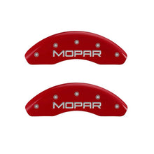 Load image into Gallery viewer, MGP 4 Caliper Covers Engraved Front & Rear MOPAR Red finish silver ch Caliper Covers MGP
