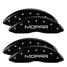 Load image into Gallery viewer, MGP 4 Caliper Covers Engraved Front & Rear MOPAR Black finish silver ch Caliper Covers MGP