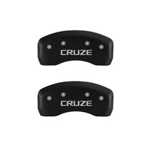 Load image into Gallery viewer, MGP 4 Caliper Covers Engraved Front & Rear Cruze Red finish silver ch Caliper Covers MGP