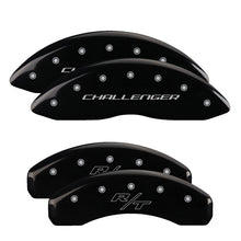 Load image into Gallery viewer, MGP 4 Caliper Covers Engraved Front Charger Rear RT Black Finish Silver Char 2016 Dodge Challenger Caliper Covers MGP