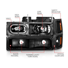 Load image into Gallery viewer, ANZO 88-98 Chevrolet C1500 Crystal Headlights Black Housing w/ Signal and Side Marker Lights Headlights ANZO