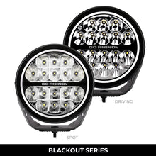 Load image into Gallery viewer, Go Rhino Xplor Blackout Series Round LED Spot Light Beam w/DRL (Surface/Thread Stud Mnt) 7in. - Blk Light Bars & Cubes Go Rhino