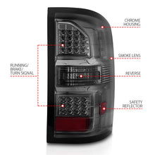 Load image into Gallery viewer, ANZO 2014-2018 GMC Sierra LED Tail Lights Black Housing Smoke Lens Tail Lights ANZO