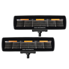Load image into Gallery viewer, Go Rhino Xplor Blackout Combo Series Sixline LED Flood Lights w/Amber (Surface Mount) - Blk (Pair) Light Bars & Cubes Go Rhino