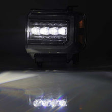 Load image into Gallery viewer, AlphaRex 14-18 GMC Sierra NOVA LED Proj Headlights Plank Style Black w/Activ Light/Seq Signal/DRL Headlights AlphaRex