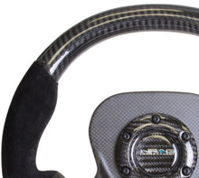 Load image into Gallery viewer, NRG Carbon Fiber Steering Wheel (320mm) CF Center Plate & Two-Tone Carbon w/Suede Trim Handles Steering Wheels NRG