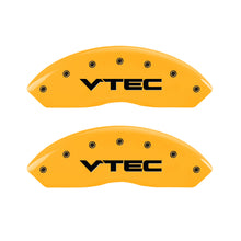 Load image into Gallery viewer, MGP 4 Caliper Covers Engraved Front & Rear Vtech Yellow finish black ch Caliper Covers MGP