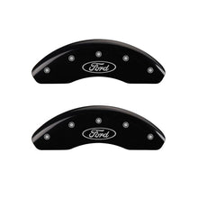 Load image into Gallery viewer, MGP Front set 2 Caliper Covers Engraved Front Oval logo/Ford Black finish silver ch Caliper Covers MGP