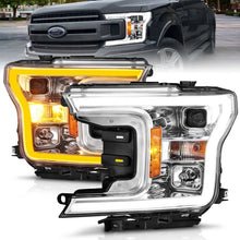 Load image into Gallery viewer, ANZO 2018-2020 Ford F-150 Projector Headlight w/Plank Style Switchback Chrome Housing Headlights ANZO