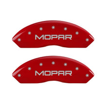 Load image into Gallery viewer, MGP Front set 2 Caliper Covers Engraved Front MOPAR Red finish silver ch Caliper Covers MGP