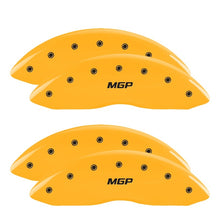 Load image into Gallery viewer, MGP 4 Caliper Covers Engraved Front & Rear Oval Logo/Ford Yellow Finish Black Char 2009 Ford F-150 Caliper Covers MGP