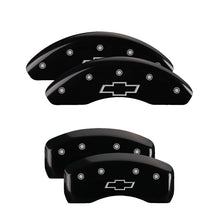 Load image into Gallery viewer, MGP 4 Caliper Covers Engraved Front & Rear Bowtie Black Finish Silver Char 2019 Chevrolet Equinox Caliper Covers MGP