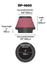 Load image into Gallery viewer, K&N Universal Round Tapered Carbon Fiber Air Filter 6in Flg ID Centered/7.5in B OD/4.5in T OD/4in H Air Filters - Universal Fit K&N Engineering