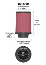 Load image into Gallery viewer, K&N Universal Chrome Filter 3 1/2 inch FLG / 5 1/2 inch Bottom / 4 1/2 inch Top / 8 inch Height Air Filters - Universal Fit K&N Engineering